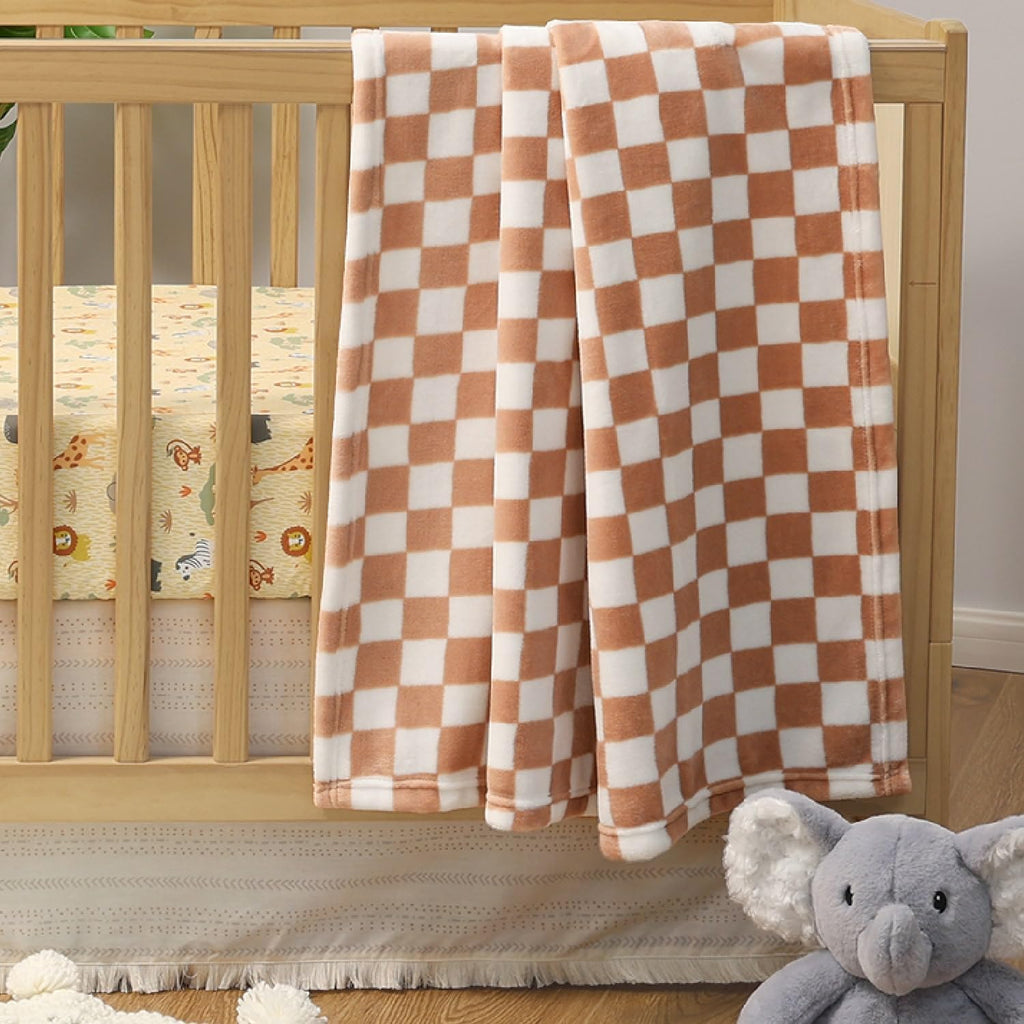 Baby Crib Bedding Set for Boys or Girls - 3 Pieces - Newborn, Infant & Toddler Bed - Checkered Baby Blanket Set with