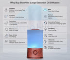 Premium 2000 ML Large Essential Oil Diffuser 2L XL Dark Wood