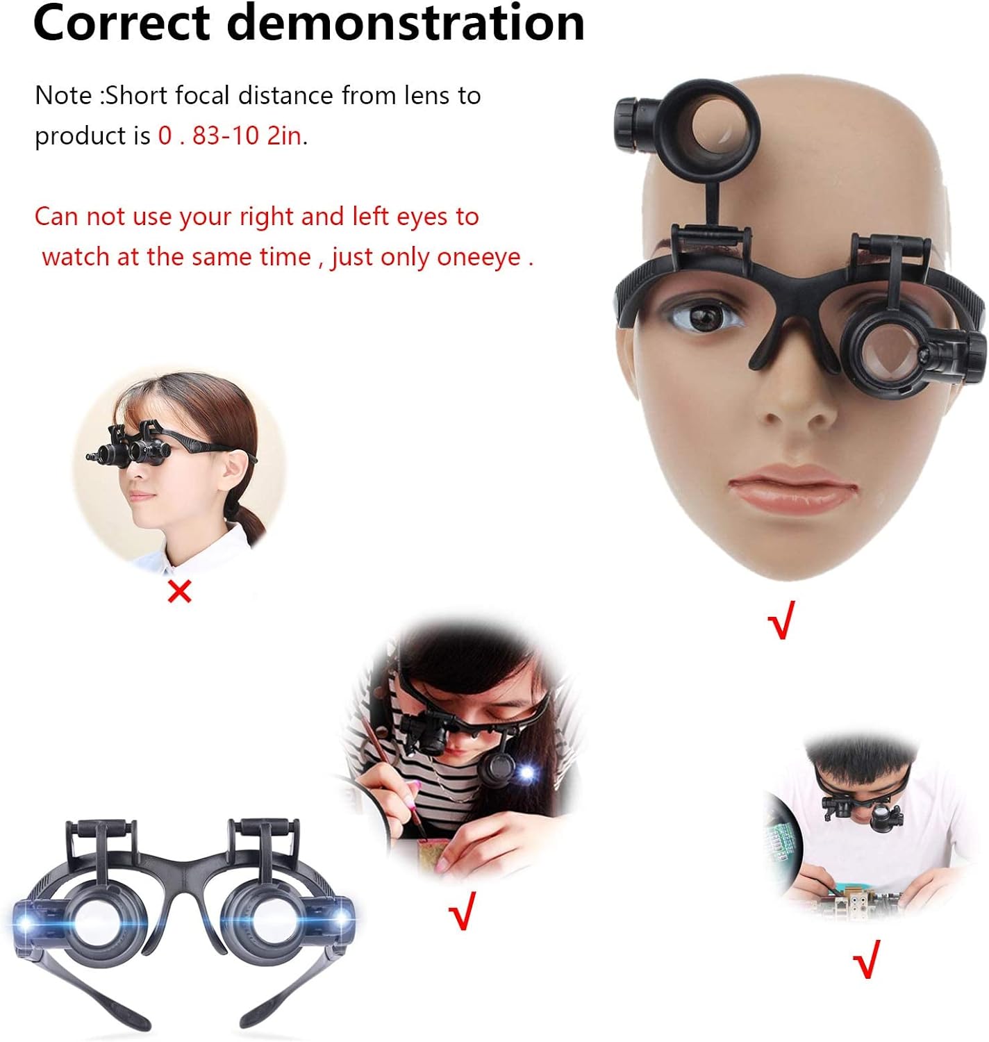 Magnifying Glasses with LED Light, LXIANGN Jeweler Loupe Watch Repair Magnifier with 8 Interchangeable Lens-2.5X 4X
