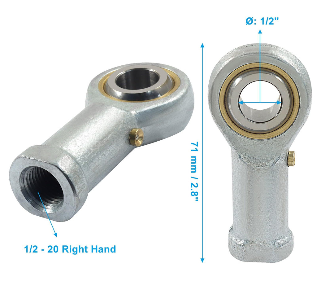 Moicstiy 2pcs 1/2" Bore, 1/2-20 RH Thread, PHSB8 Rod End Bearing
