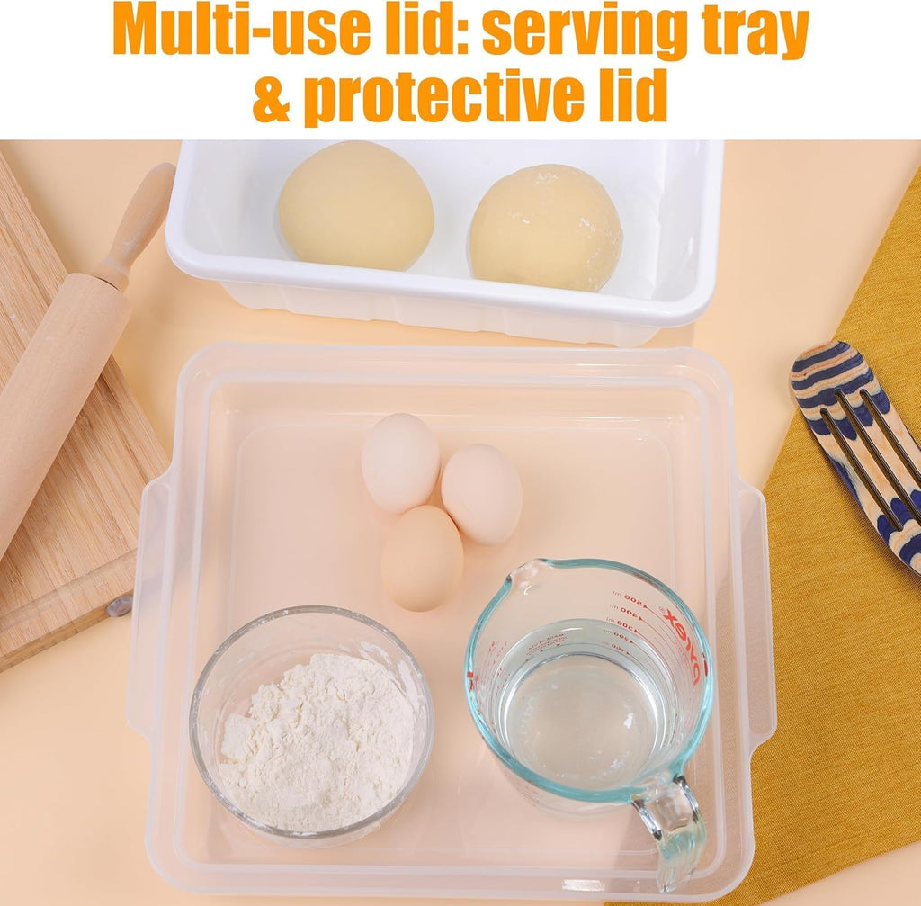 3 Packs Pizza Dough Proofing Box Tray, Home Pizza Dough Containers, Stackable Pizza Storage Container, 1.6 Gal