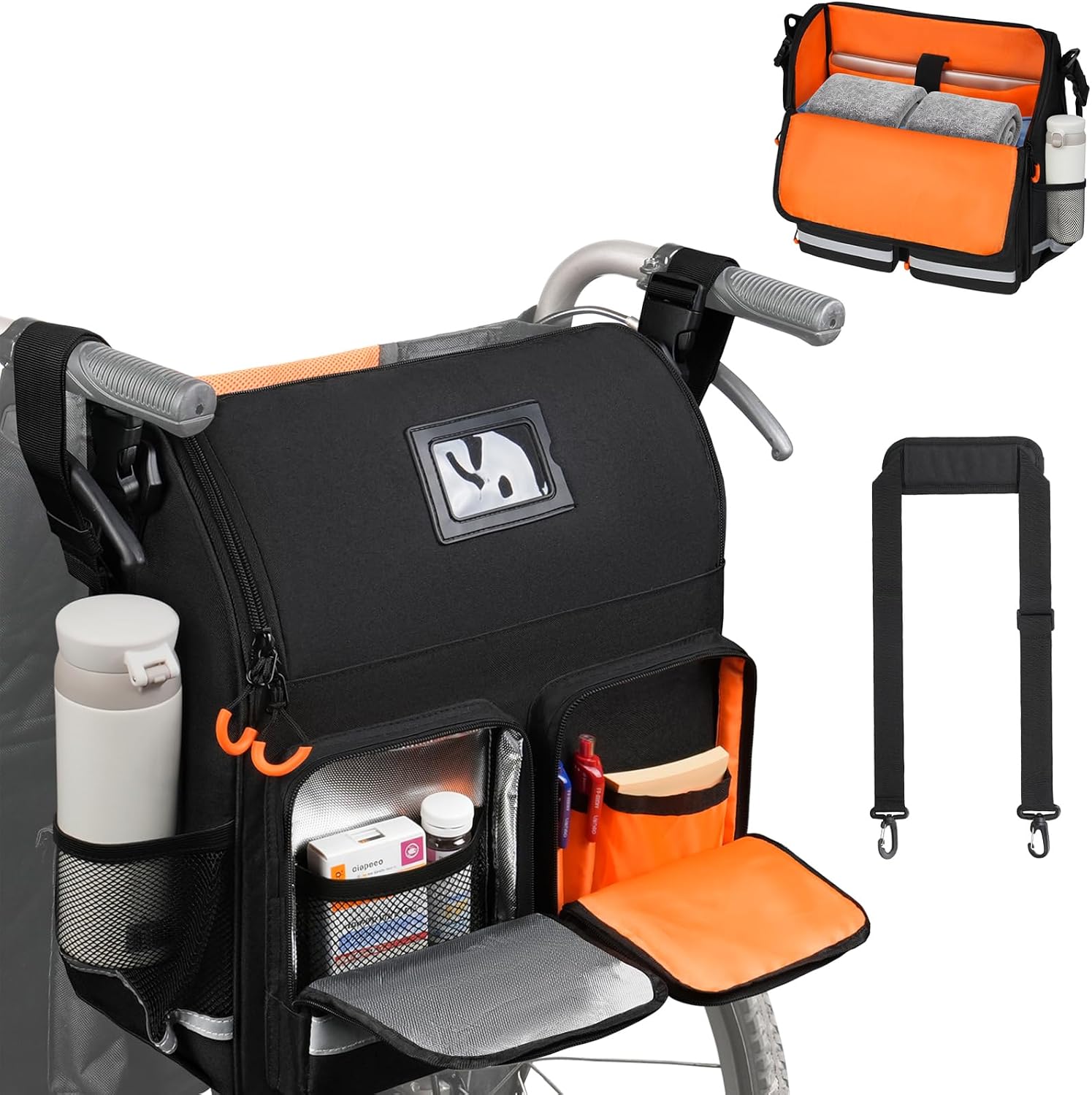 Wheelchair Bags to Hang on Back,Wheelchair Backpack Bag,Wheelchair Accessories Pouch Storage Bag with Thermal