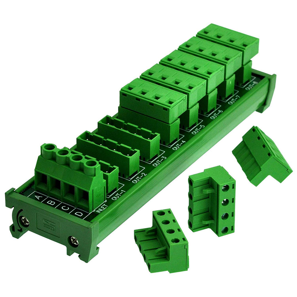 DIN Rail Mount 30A/300V 8x4 Position Pluggable Terminal Block Distribution Module