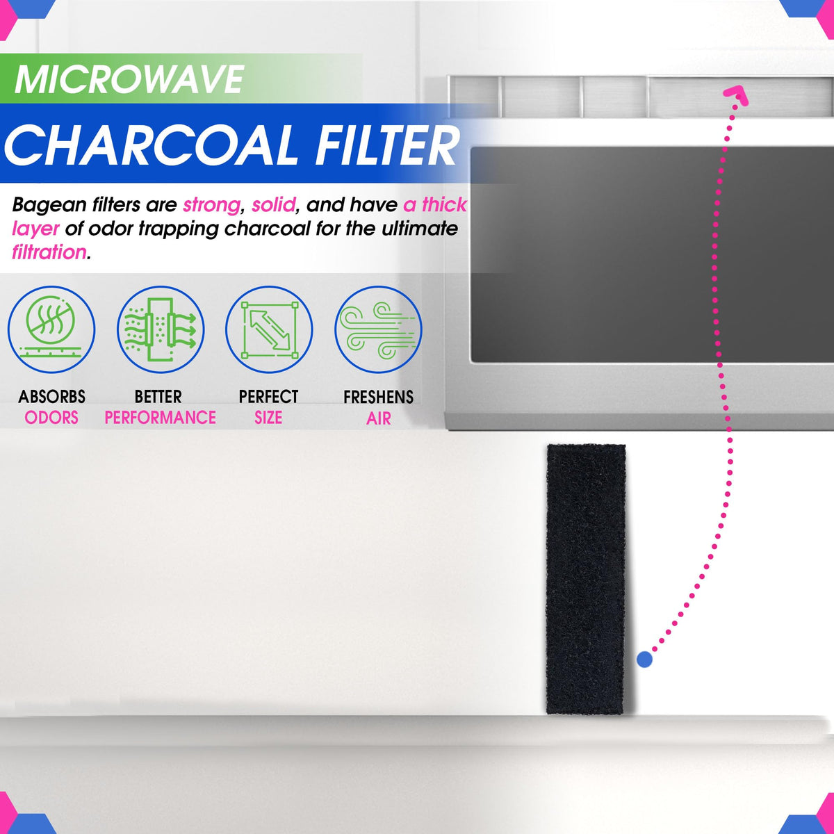 Microwave Carbon Filter 10.15” x 2.5” Compatible with Frigidaire OTRFILTER
