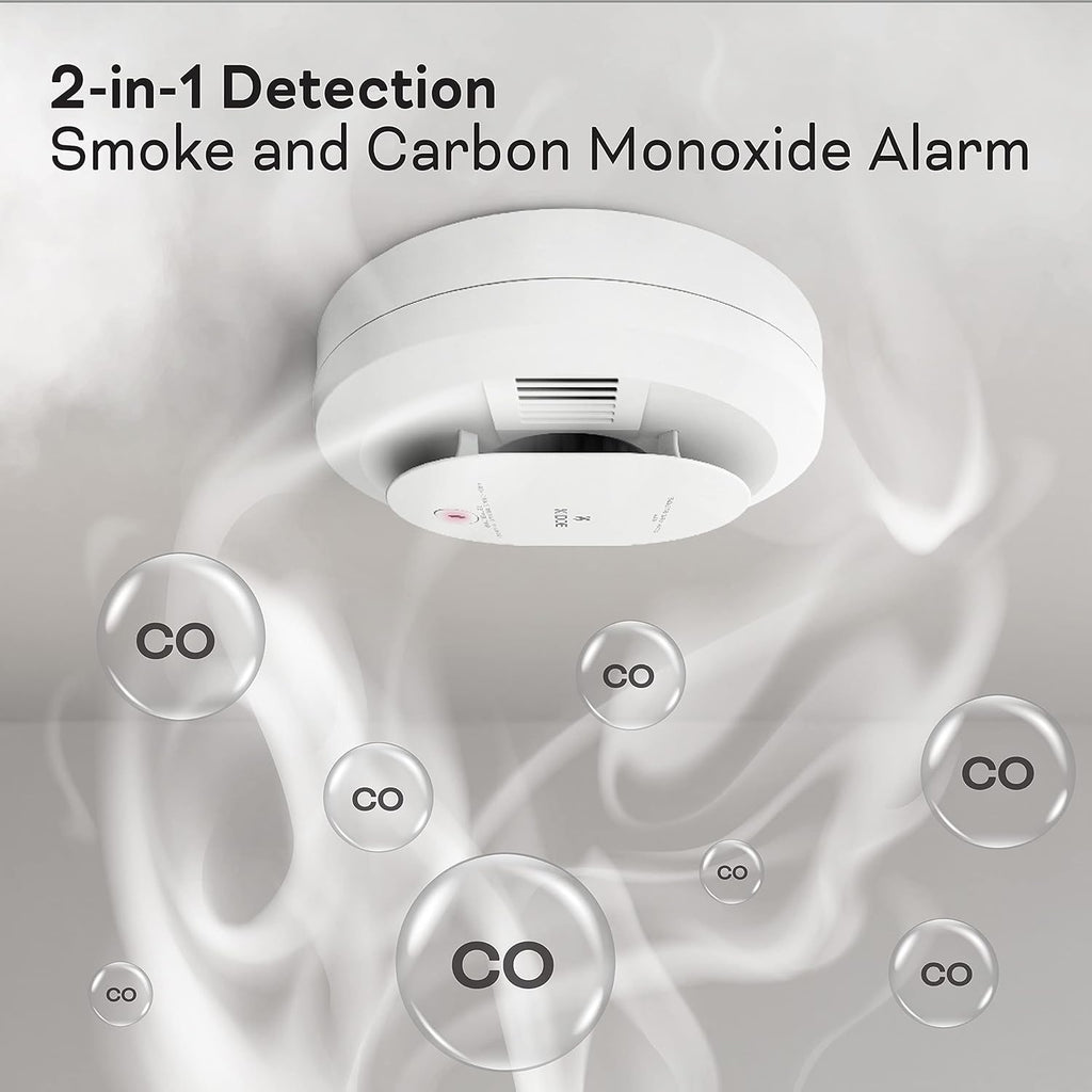 Hardwired Smoke & Carbon Monoxide Detector, AA Battery Backup, Voice Alerts, Interconnectable, LED Warning Light