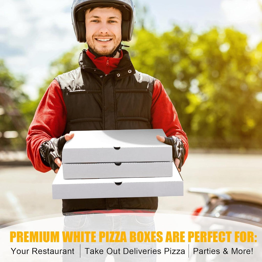 100 Pcs Pizza Boxes Bulk Cardboard Square, White, 12 Inch