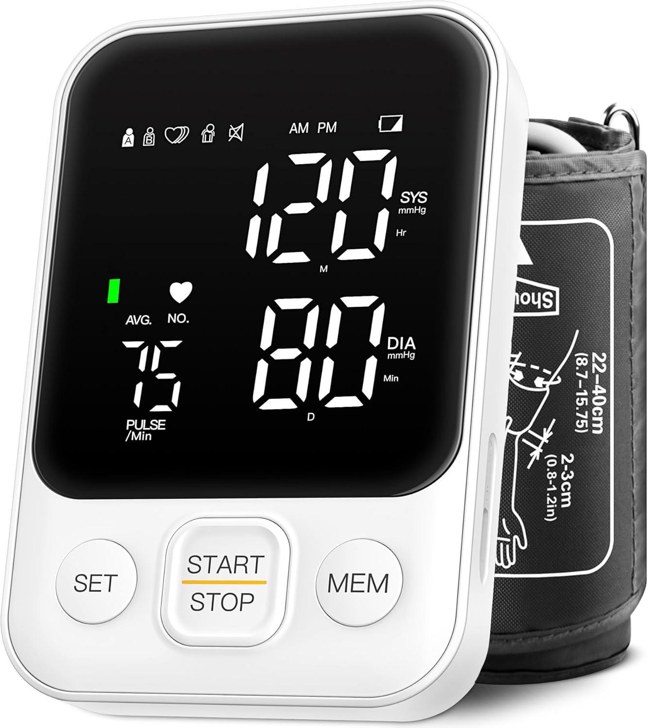 Blood Pressure Monitor Upper Arm Machine Accurate Adjustable BP Cuff Kit Led Backlit Display 2 Users 240 Sets Memory