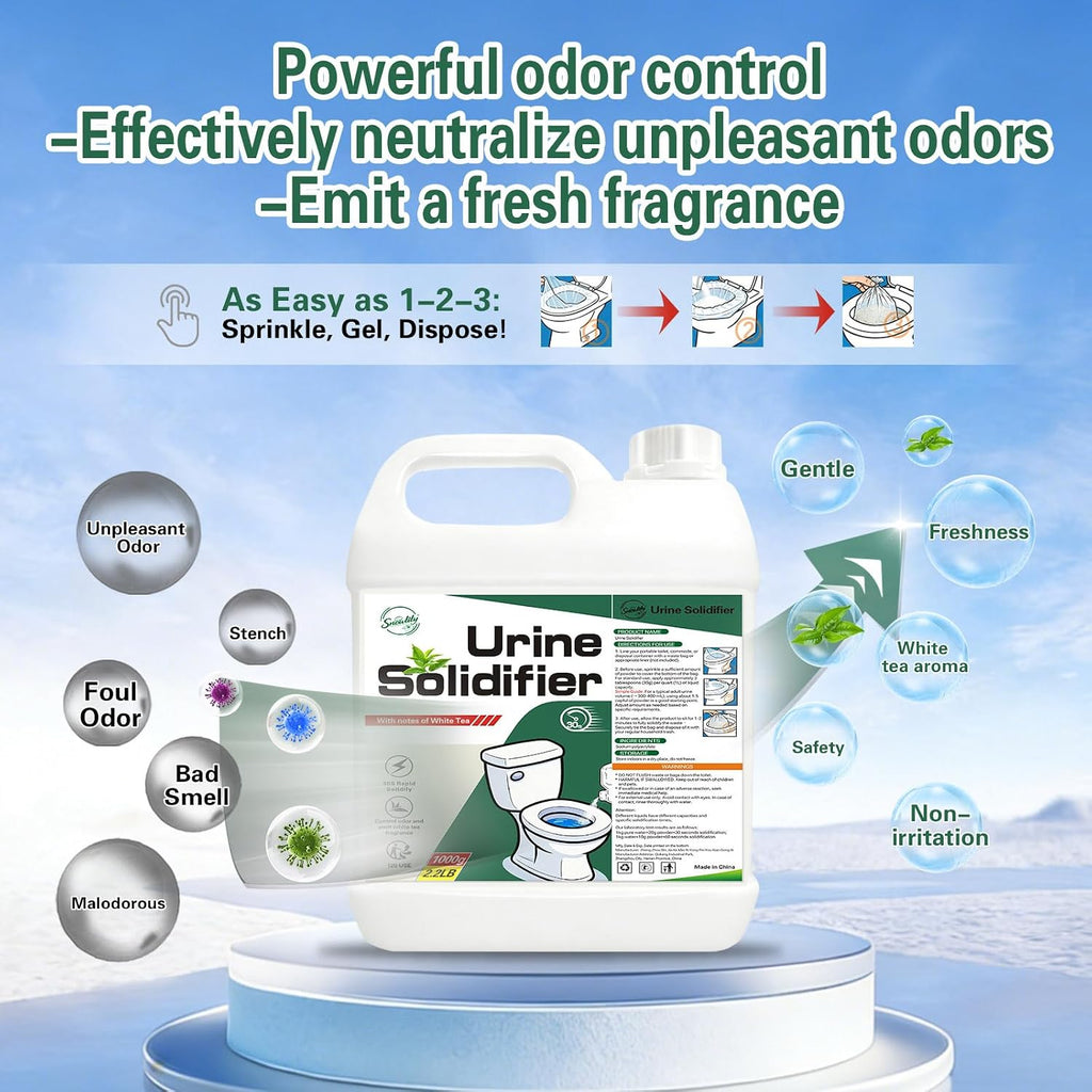 Pee Powder for Camping Toilet Gel,Urine Solidifier Powder Super Absorbent Portable Camping Toilet Deodorizer Liquid