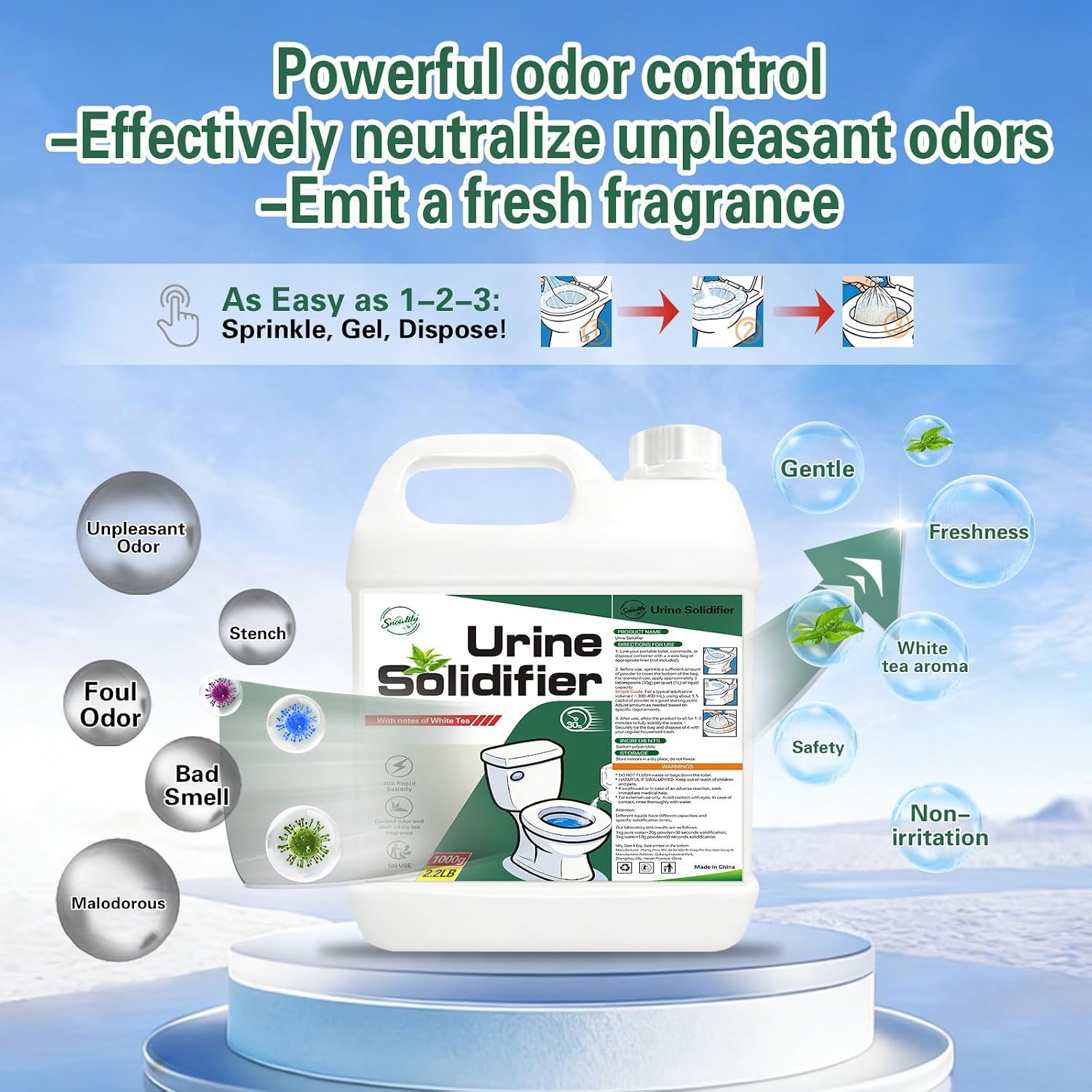 Pee Powder for Camping Toilet Gel,Urine Solidifier Powder Super Absorbent Portable Camping Toilet Deodorizer Liquid