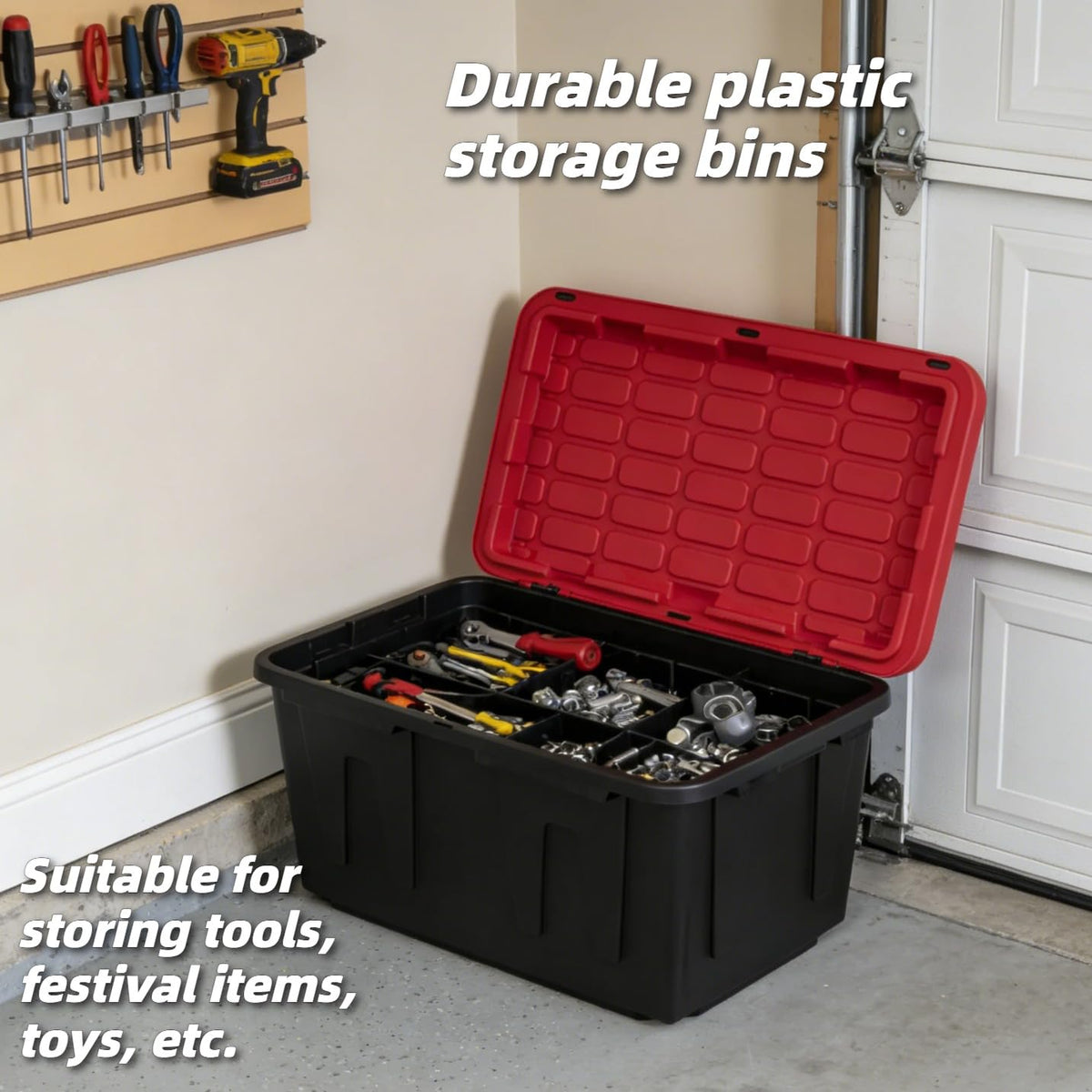 6-Pack 27 Gallon Heavy Duty Storage Bins Durable Polypropylene Plastic with Snap Lock Lids Stackable Large Capacity