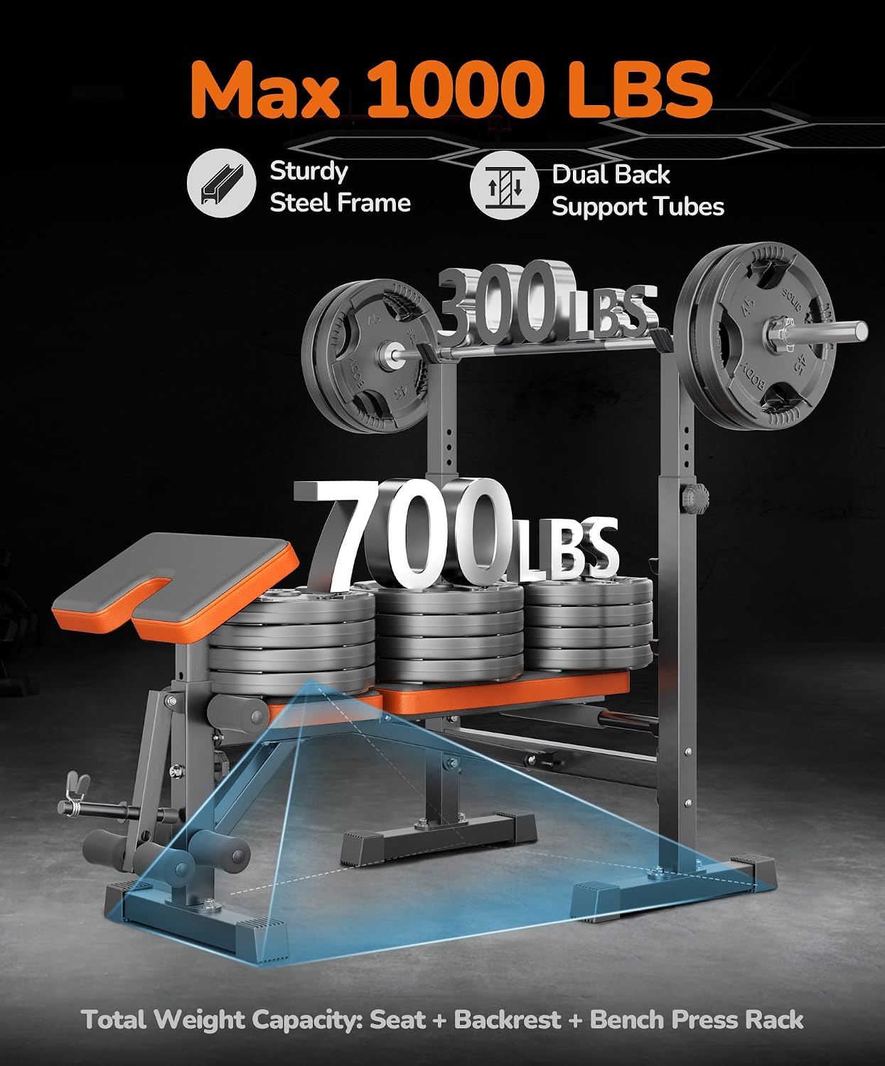 Multi-Function All in 1 Weight Bench Set - Multi-Positions Heavy Duty Weight Lifting Sit Up Bench Workout Benchs