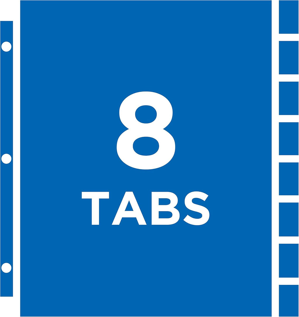 Clear Protect 'n Tab Tabbed Sheet Protector Dividers, 8-Tab Set, Top Load, 8 Page Protectors (74161)
