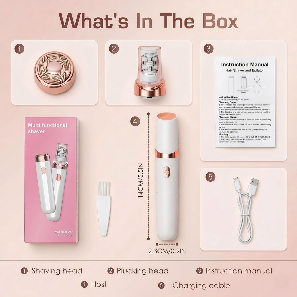 Epilator, Facial Hair Remover and Shaver for Women — Rechargeable Cordless Electric Facial Epilator with LED — for