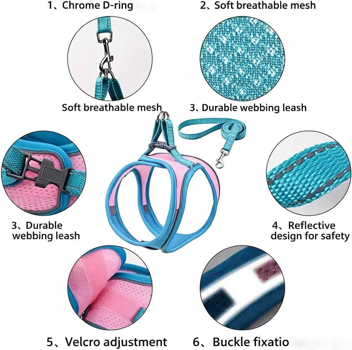 Escape Proof Cat Harness and Leash, Cat Collars, Harnesses & Leashes, Escape-Proof Cat Harness Set, Adjustable