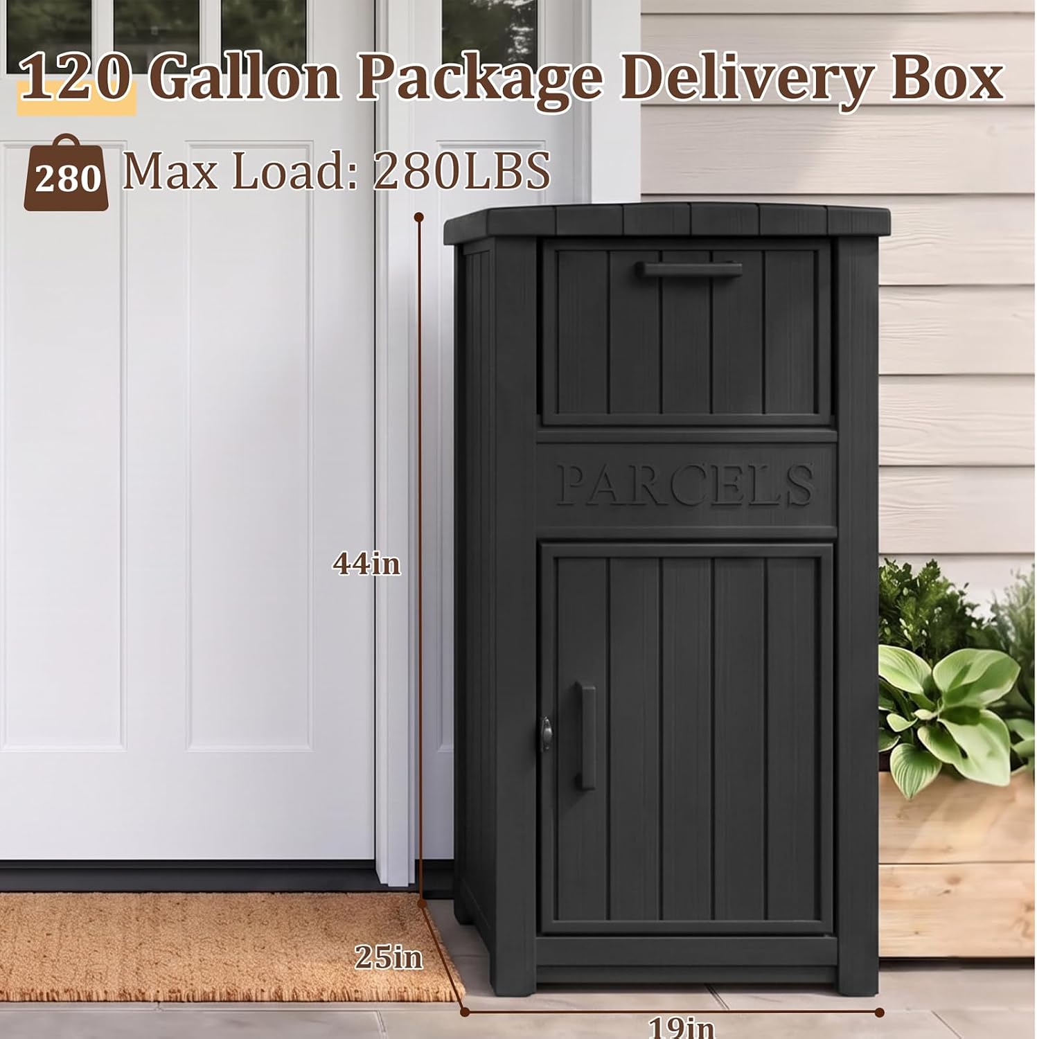 Package Delivery Boxes for Outside, 120 Gallon Outdoor Storage Box | Lockable Secure Design, Deck Box Outdoor