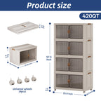Stackable Storage Bins with Lid, 420QT 4 Pack Beige