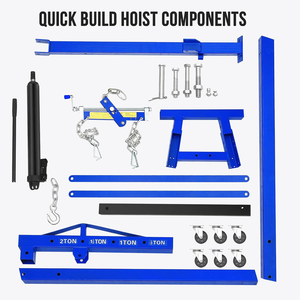 2-Ton Folding Engine Hoist with Leveler, 4400 Lbs Capacity