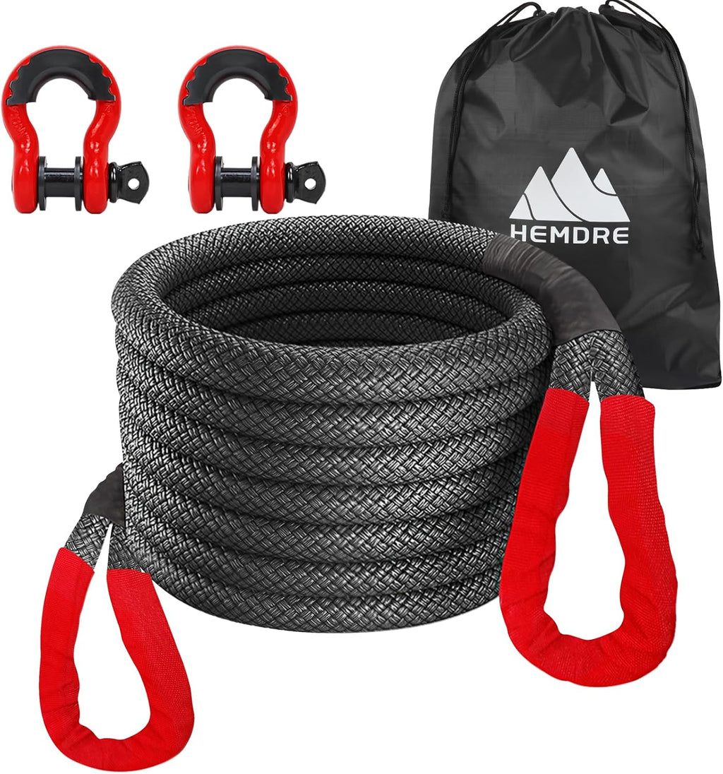 Kinetic Recovery Rope 56,000lbs with 2 D-Rings, Tow Ropes for Trucks Pickup