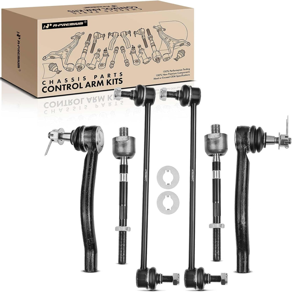 A-Premium 6Pcs Front Suspension Kit, Sway Bar Link, Inner Outer Tie Rod End