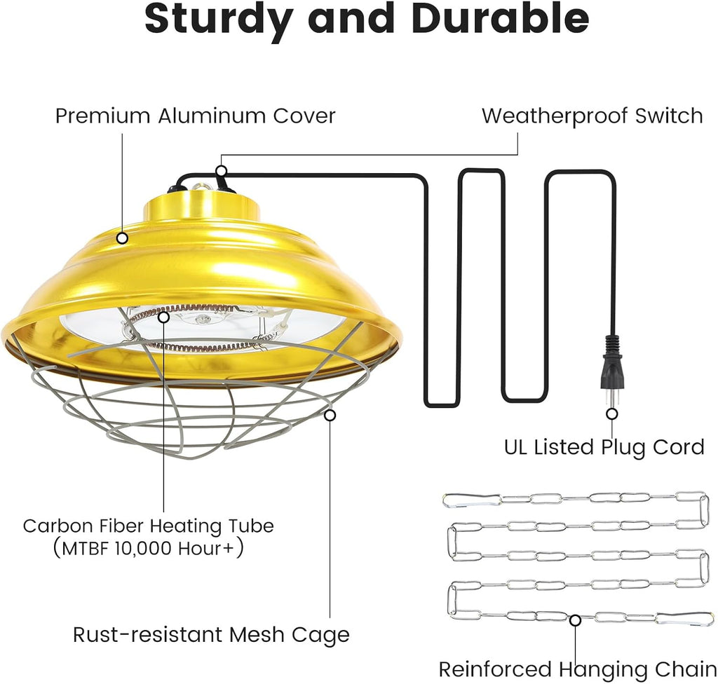 600W Large Hanging Chicken Coop Heater for Cattle, Horses, Donkeys