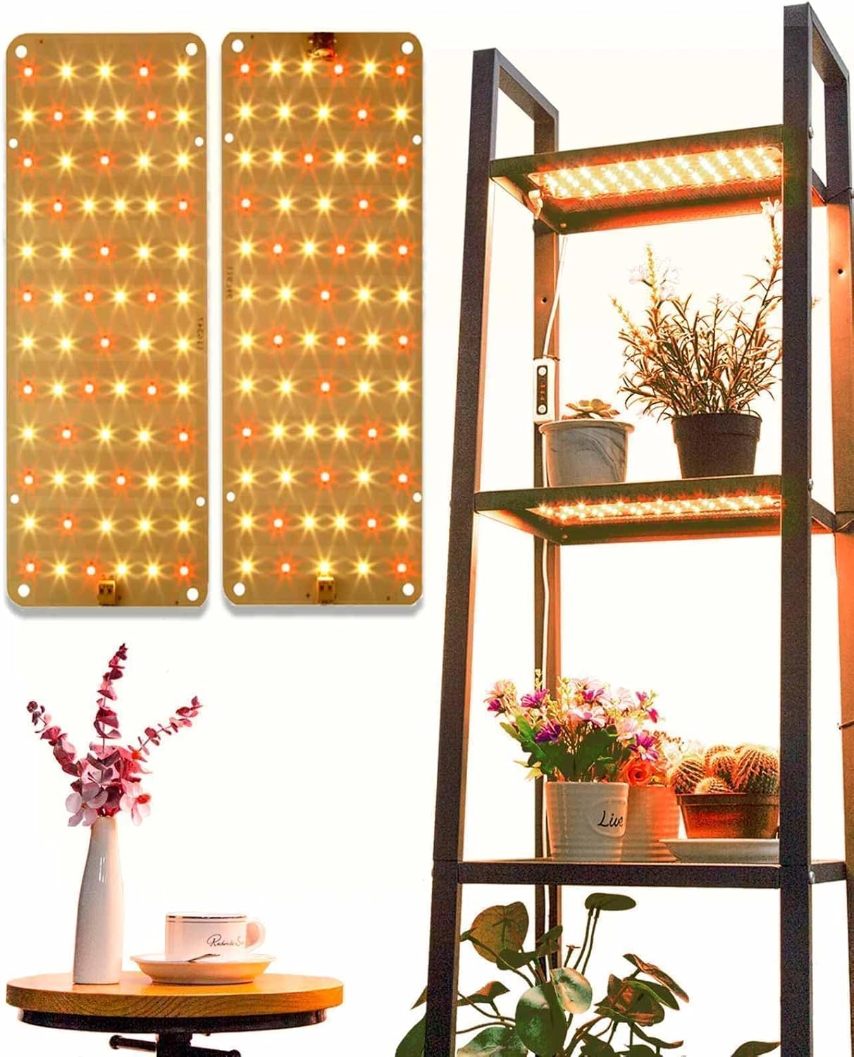 20W Ultra-Thin Panel Grow Lights for Indoor Plants, 132 LEDs High PPFD Full Spectrum, 6/12/16H Timer and Auto on/Off
