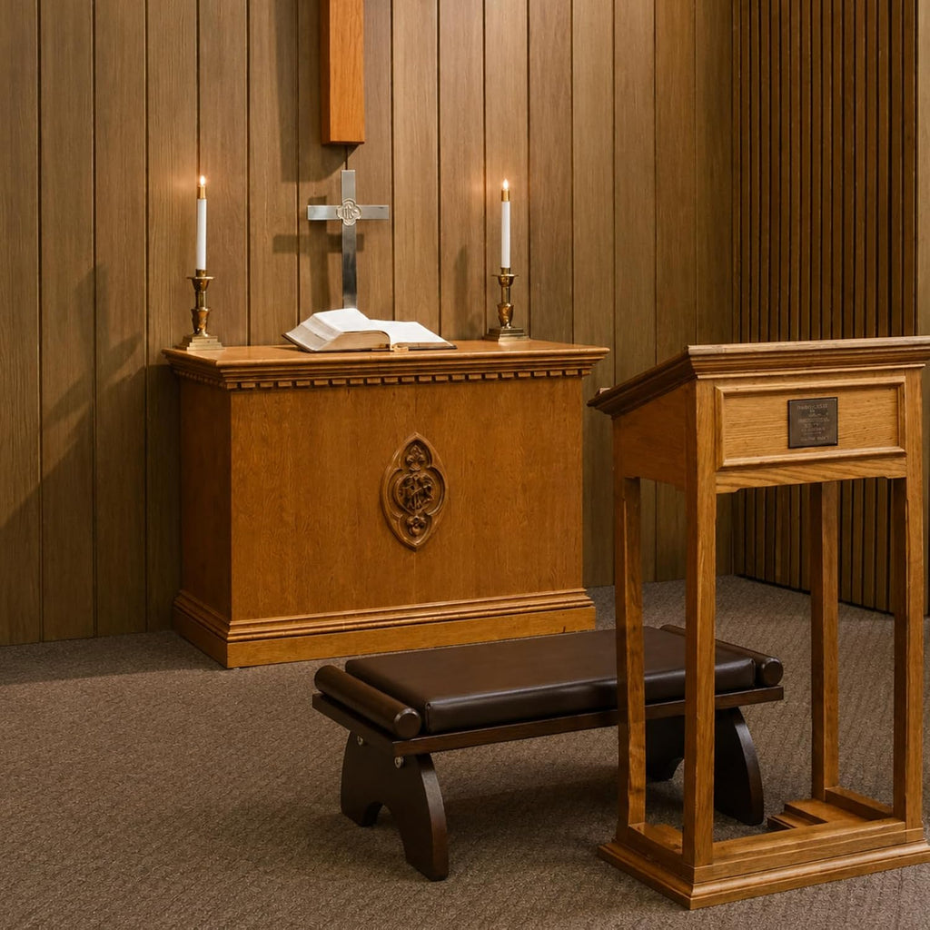 Wooden Prayer Kneeler Bench, Padded Stool for Home and Church
