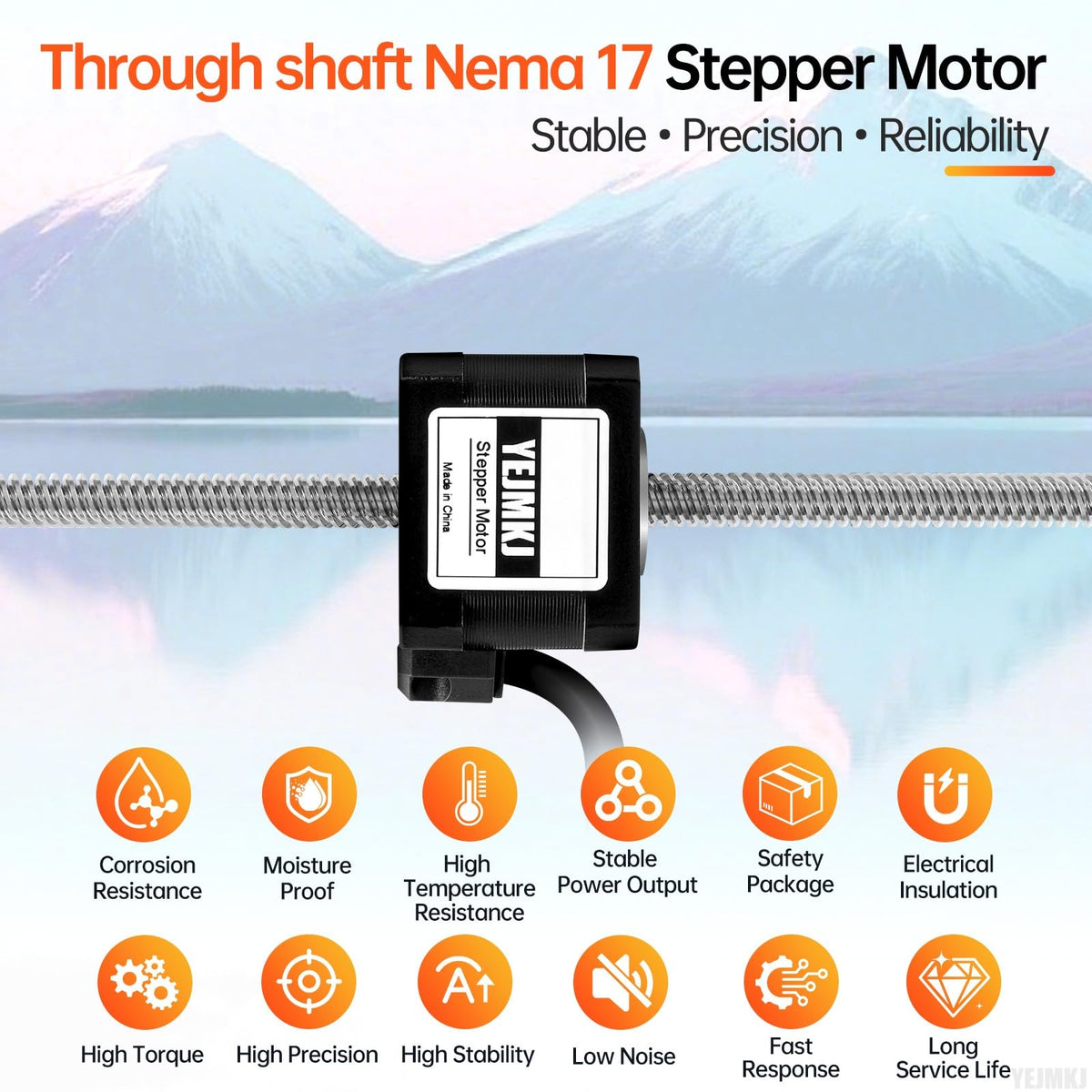 YEJMKJ Through Shaft Nema 17 Stepper Motor TR8x8 300mm 42x34mm 0.3Nm 1.5A