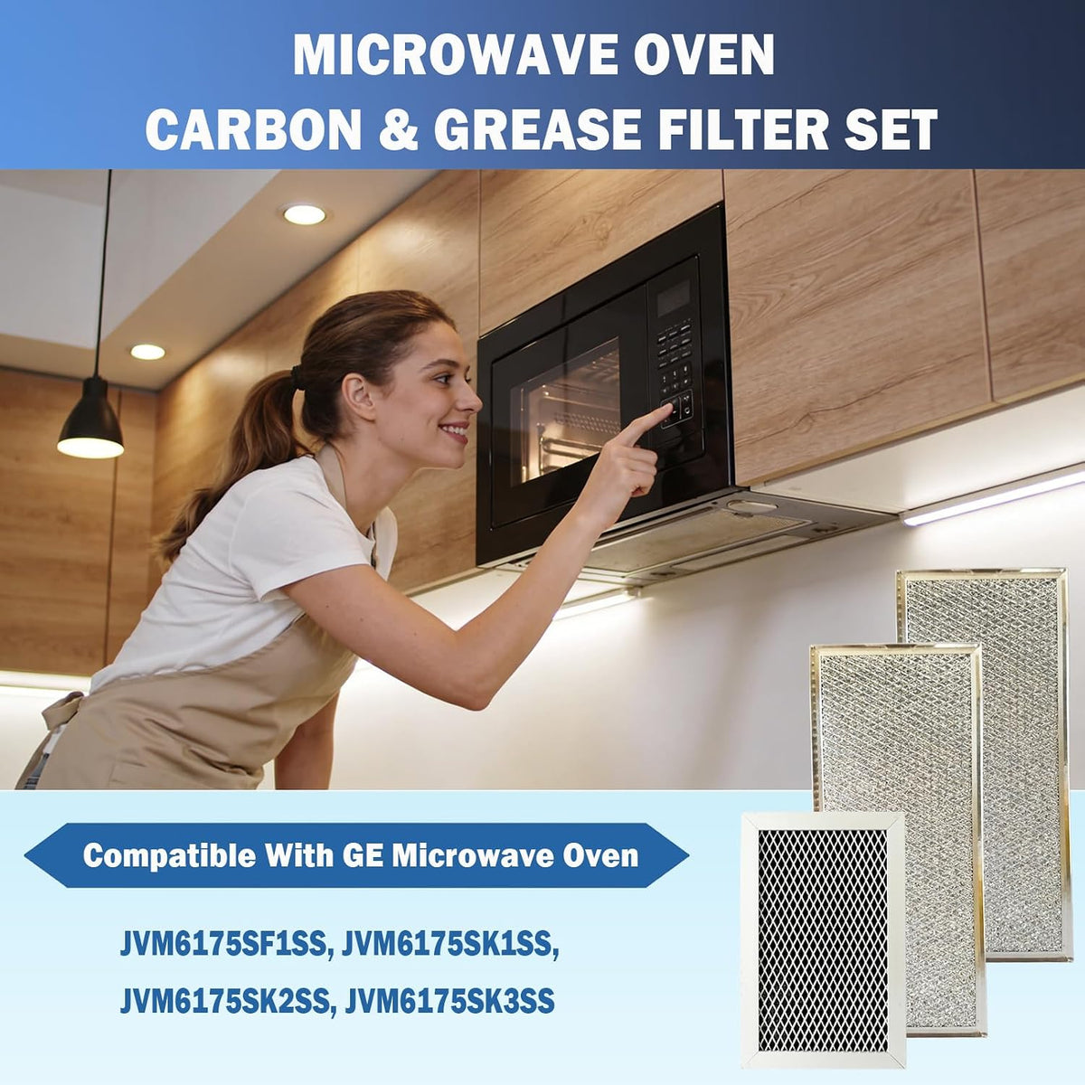 JVM6175SK2SS, JVM6175SK1SS Microwave Grease and Charcoal Filter Fit for GE