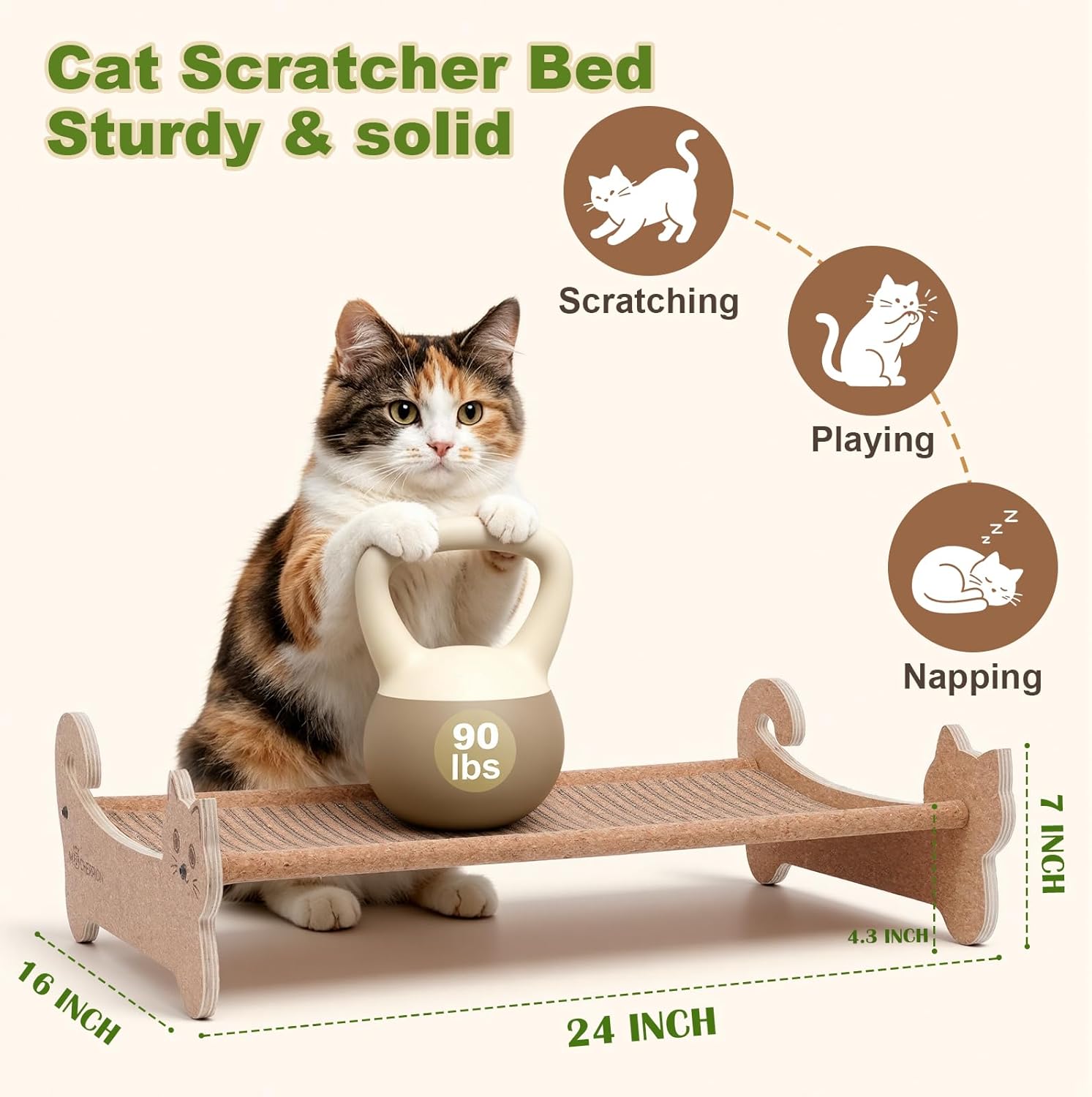 Natural Cork Cat Bed-Cat Scratching & Cat Hammock 2-in-1-Cat Scratchers for Indoor Cats-Scratching Post Cat Toys-Cat