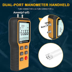 Manometer HVAC Gas Pressure Tester, Dual-Port Digital Monometer