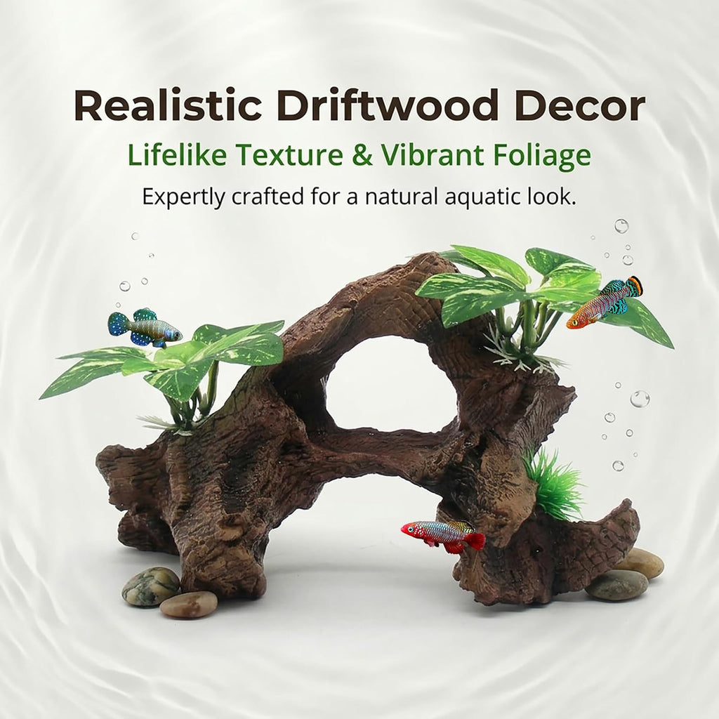 Fish Tank Decorations Artifical Driftwood Cave Aquarium Decoration Ornaments Silk Aquarium Plants for Betta Fish Tank
