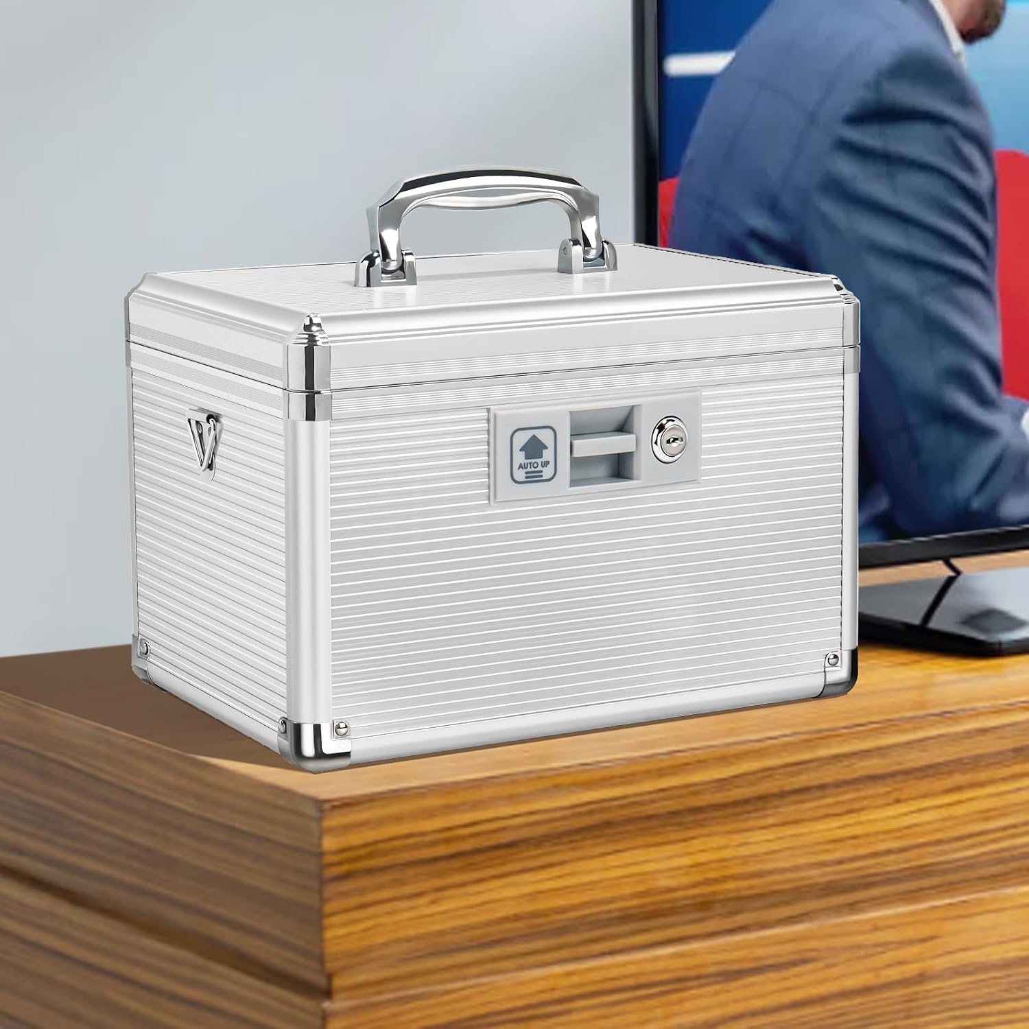 Medicine Lock Box with Key, Alluminum Alloy Box for Medication,First Aid Box with a Removeable Tray to Store