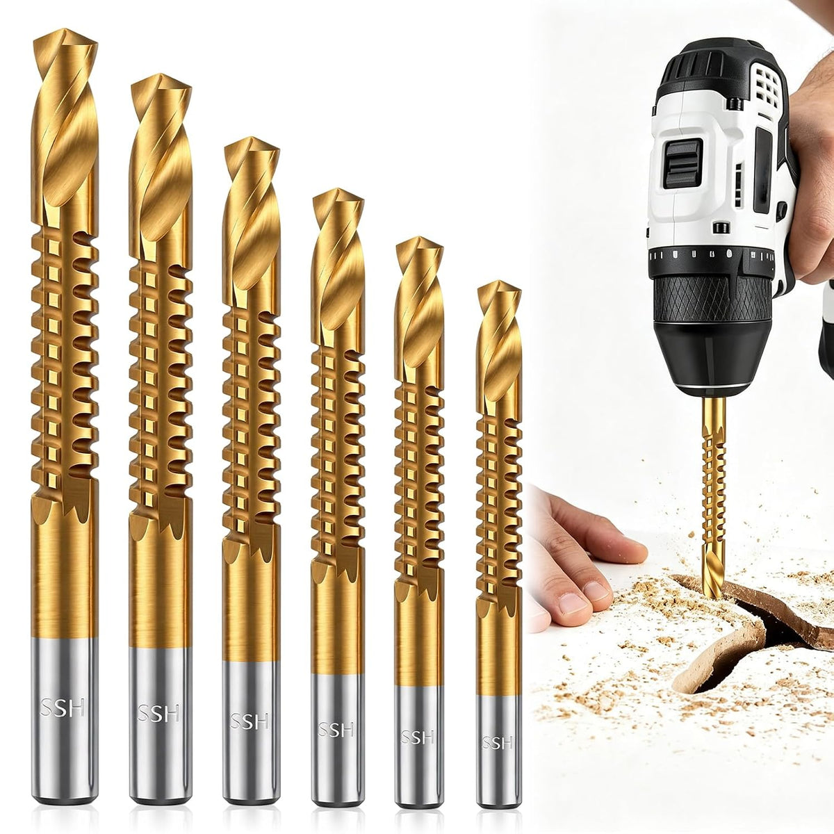 6pcs High-Speed Steel Metalworking Set, M35 Cobalt Twist Drill Bit Set