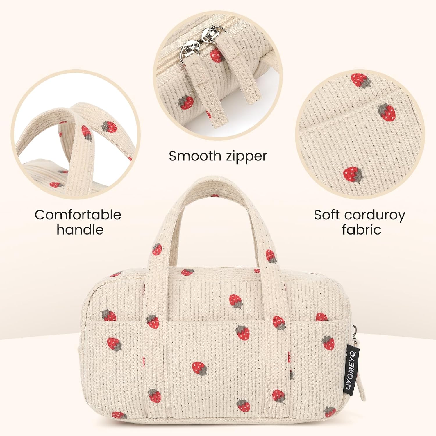 Large Pencil Case Pouch, Extra Big Pencil Bags with Zipper, Cute Corduroy Pencil Pouch with 5 Compartments, Pen Bag