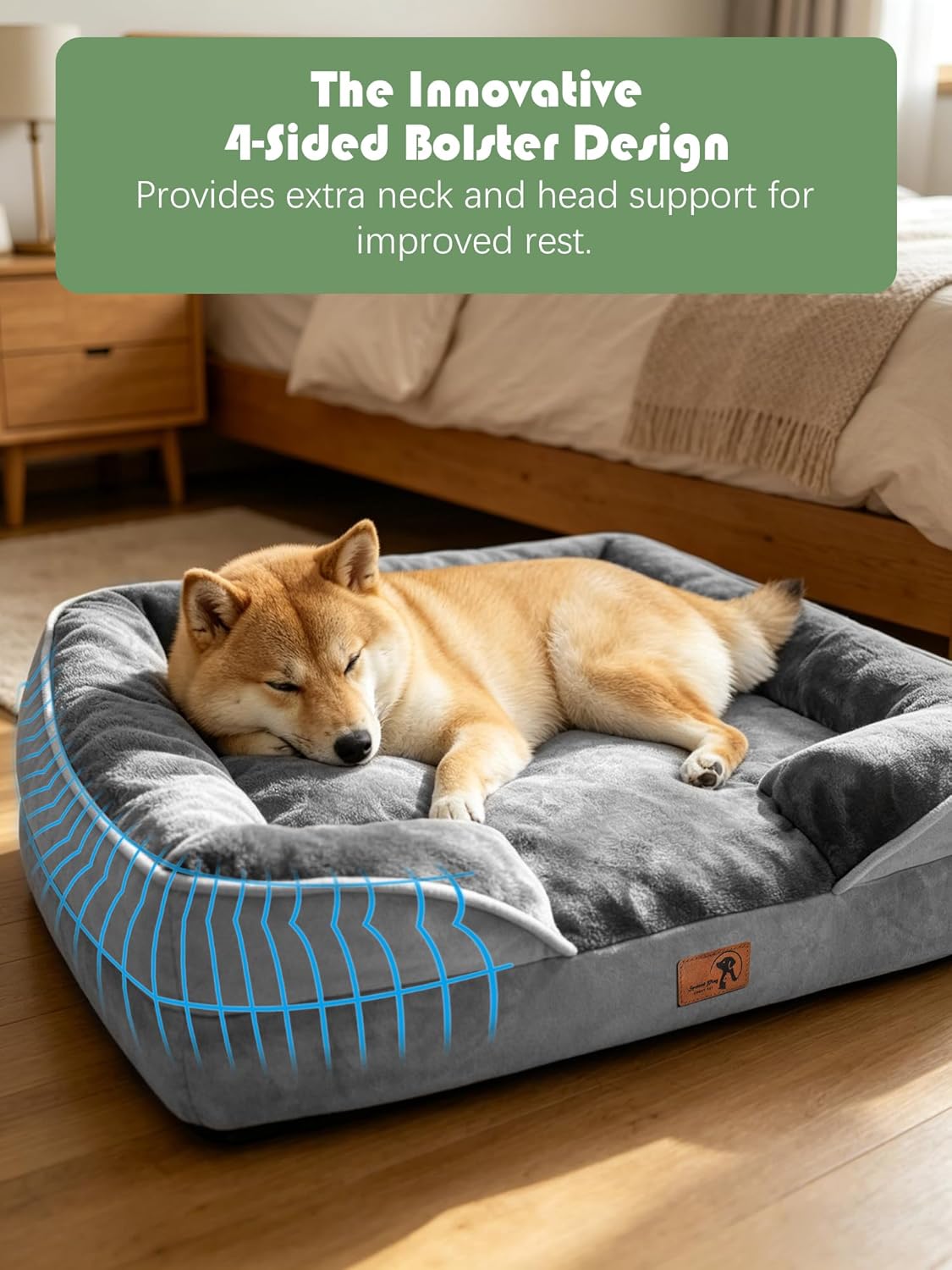 Orthopedic Dog Bed with Sides - Dog Sofa Beds for Medium Dogs, Supportive Foam Pet Couch Bed with Washable Removable