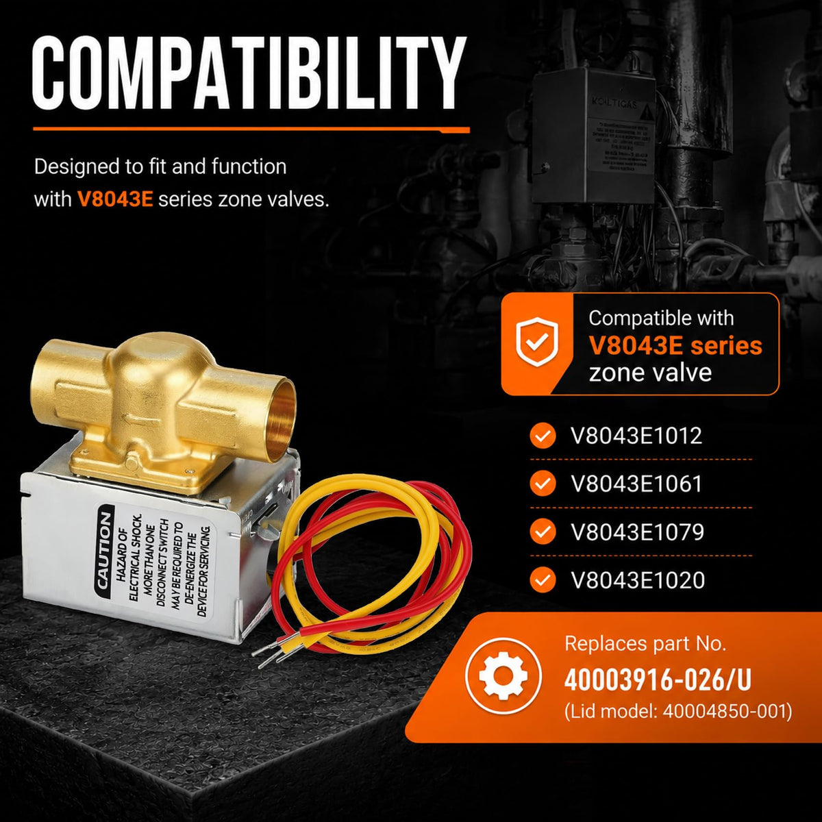 V8043E1012 Zone Valve for Honeywell V8043E Series, 3/4" Sweat Connection
