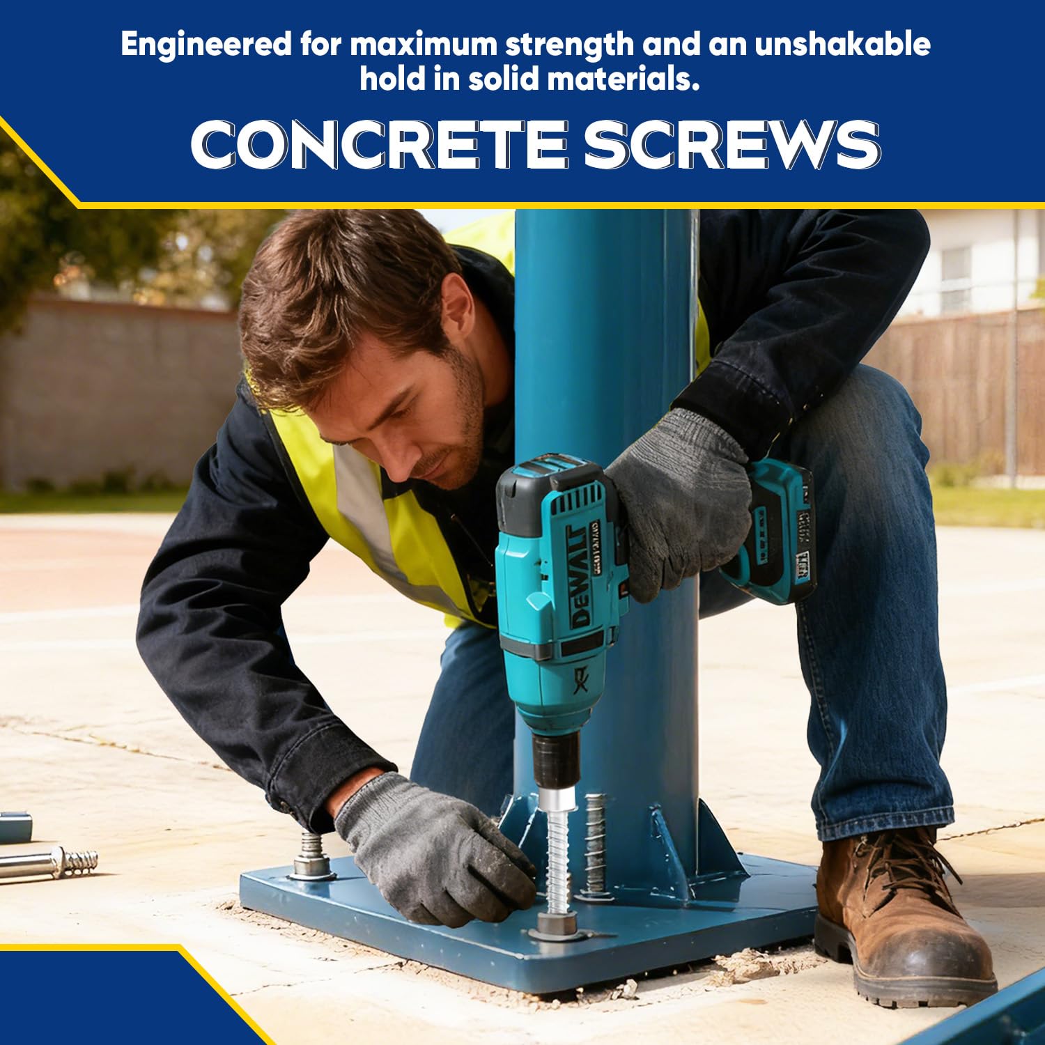 3/8" x 3" Large Diameter Concrete Screw 25 Pack - Heavy Duty Concrete Anchors, Masonry Screws for Brick, Block, Wood