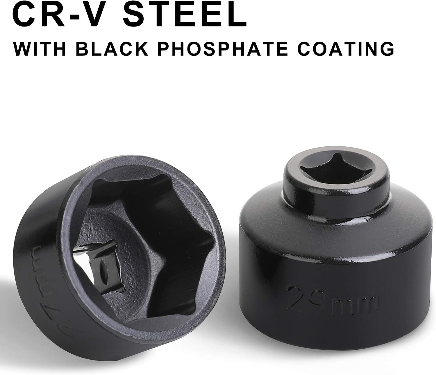 Fuel Filter Cap Removal Tool and Installer 7 Pieces Low Profile Oil Canister Socket Set 24mm 27mm, 29mm, 30mm, 32mm