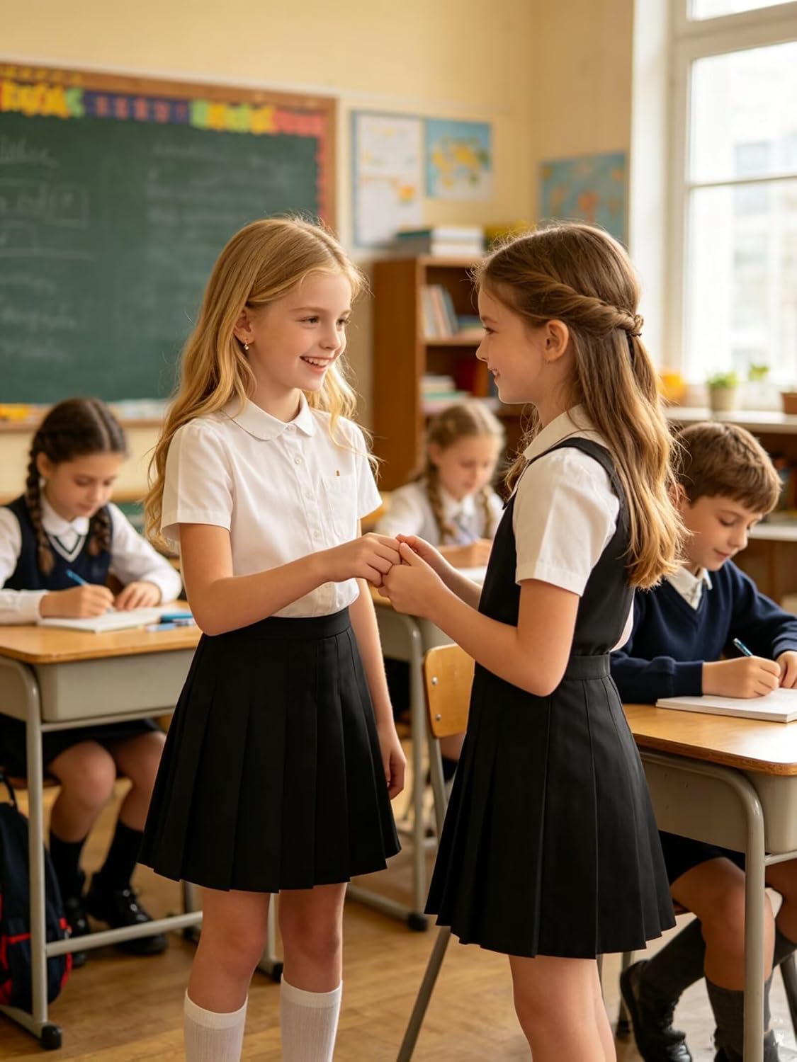 Pleated Skirts for Girls School Uniform Skort with Undershorts 2-14 | High Waisted Mini Pull on Skorts, Girls