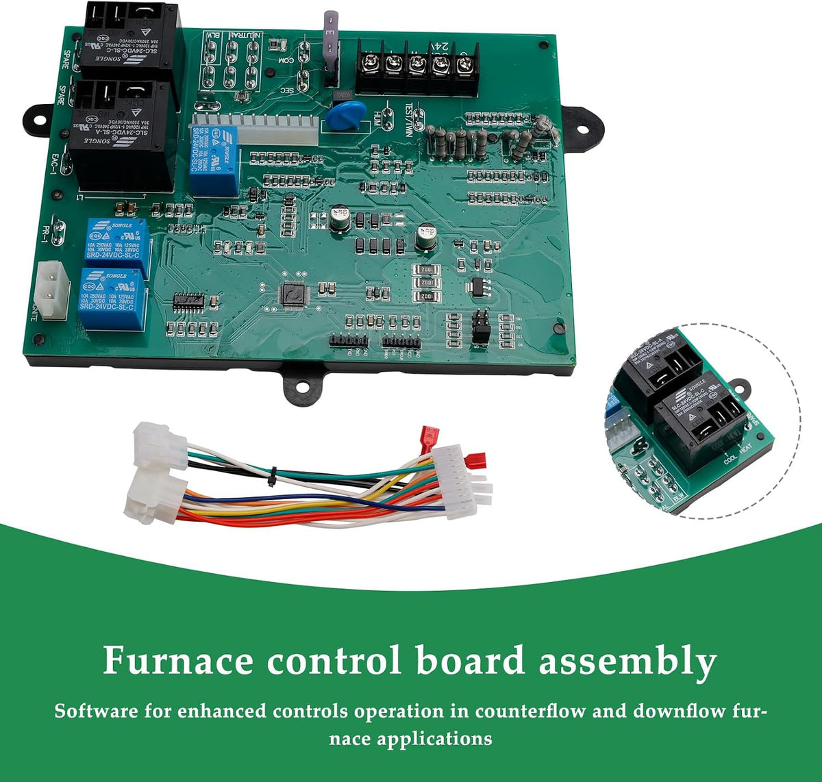 ICM282A For Carrier Furnace Control Board Replacement - Compatible with CEBD431012-01A, HK42FZ Series, Easy Installation, Diagnostic LED, 24VAC Thermostat, Reverse Polarity Protection
