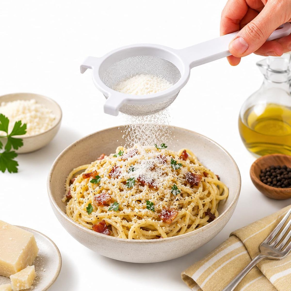 HIC Kitchen Double-Ear Fine Mesh Strainer, 4-Inch, BPA Free, Non Reactive