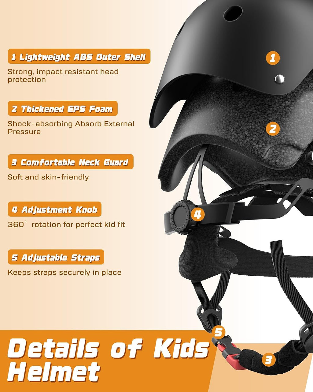 Kids Bike Helmet Set, Adjustable Helmet for Ages 2-3-5-8-14 Year Boys Girls, Toddler Pad Set with Knee and Elbow Pads