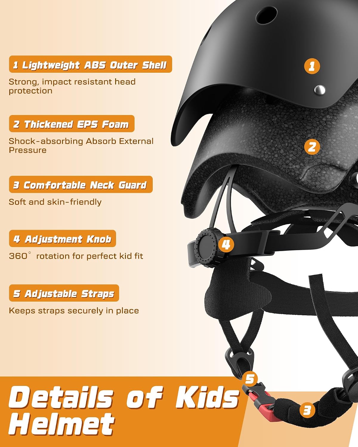 Kids Bike Helmet Set, Adjustable Helmet for Ages 2-3-5-8-14 Year Boys Girls, Toddler Pad Set with Knee and Elbow Pads