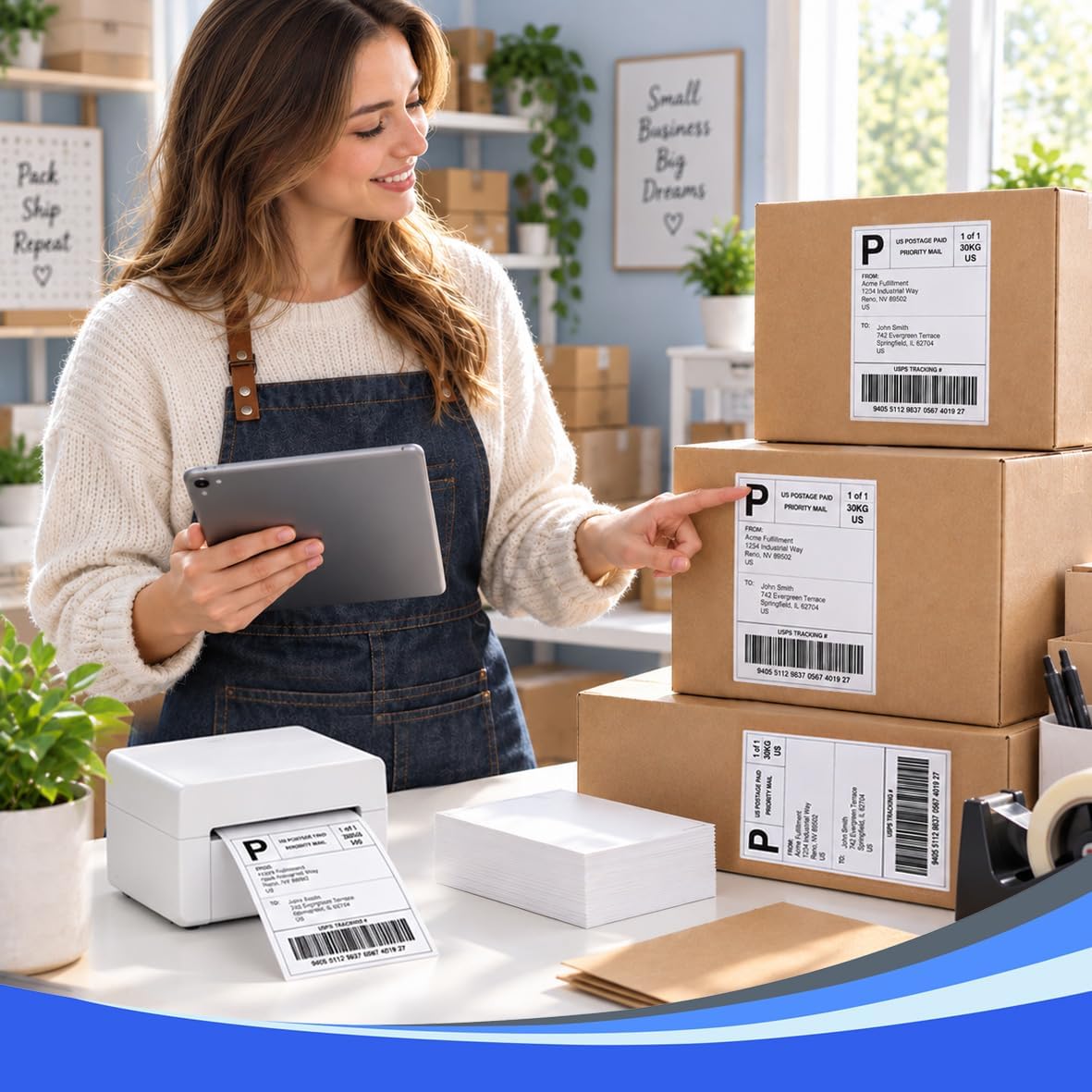 4x6 Fanfold Thermal Shipping Labels, BPA & BPS Free,1000 Labels