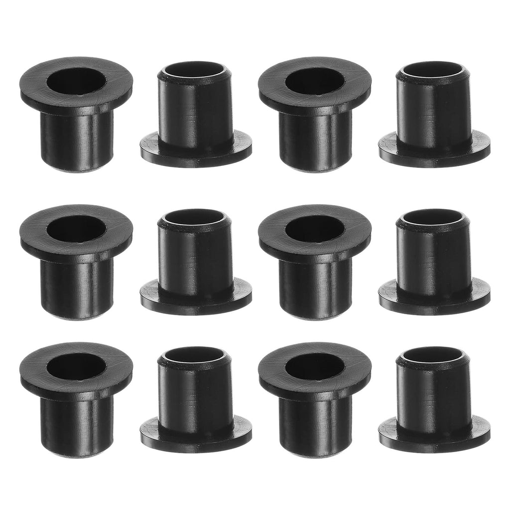 HARFINGTON 12pcs Flanged Sleeve Bearings 8mm Bore 10.6mm OD 12mm Length Nylon Bushings for Shaft, Black