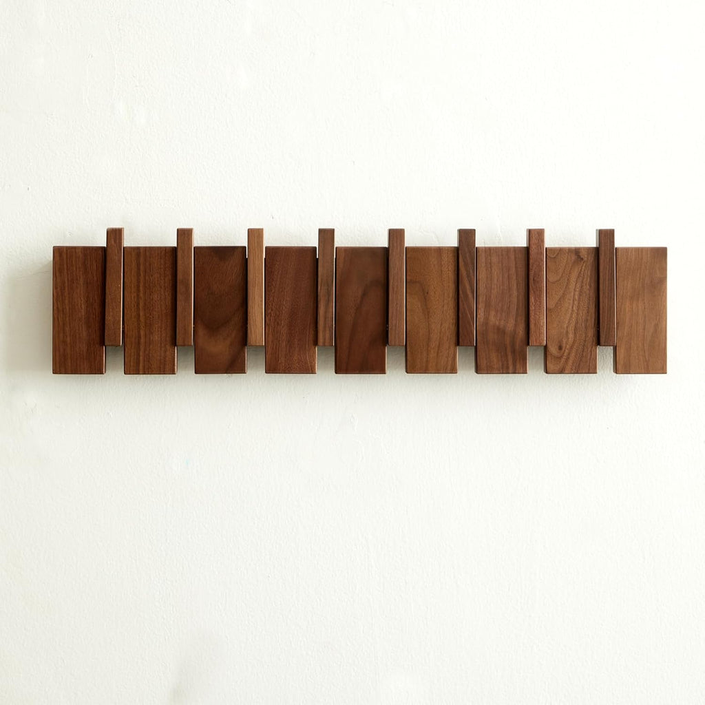 Wood Coat Rack Wall Mount, Coat Hooks Hanger Wall Mounted, Heavy Duty Wall Coat Rack with 8 Hooks for Hanging