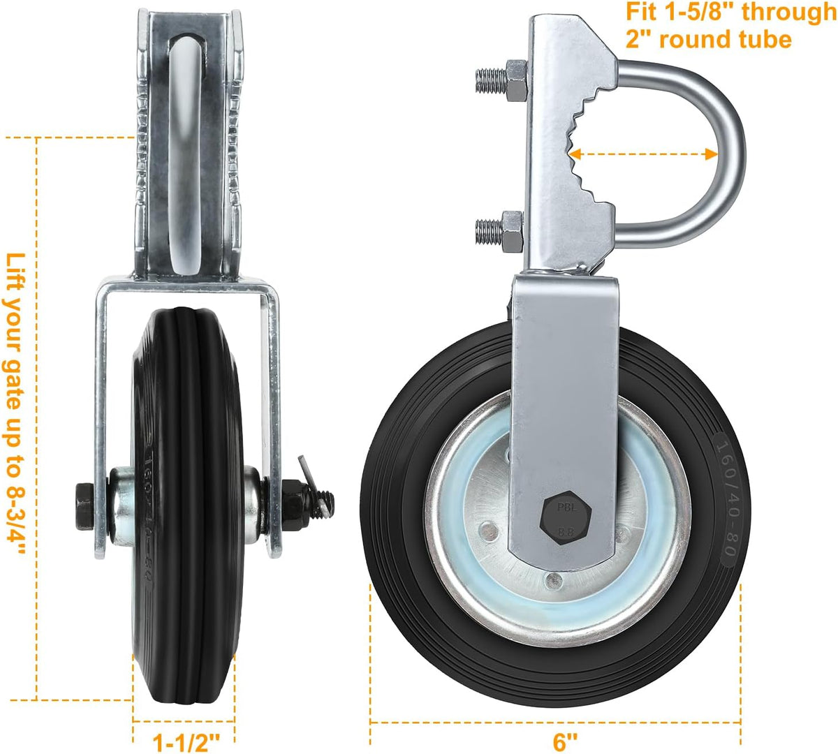 Mofeez Gate Wheel for Metal Swing Gate with 1-5/8" Thru 2" Gate Frames, Gate Support Wheel for Chain Link Fence, Prevent Gate from Dragging