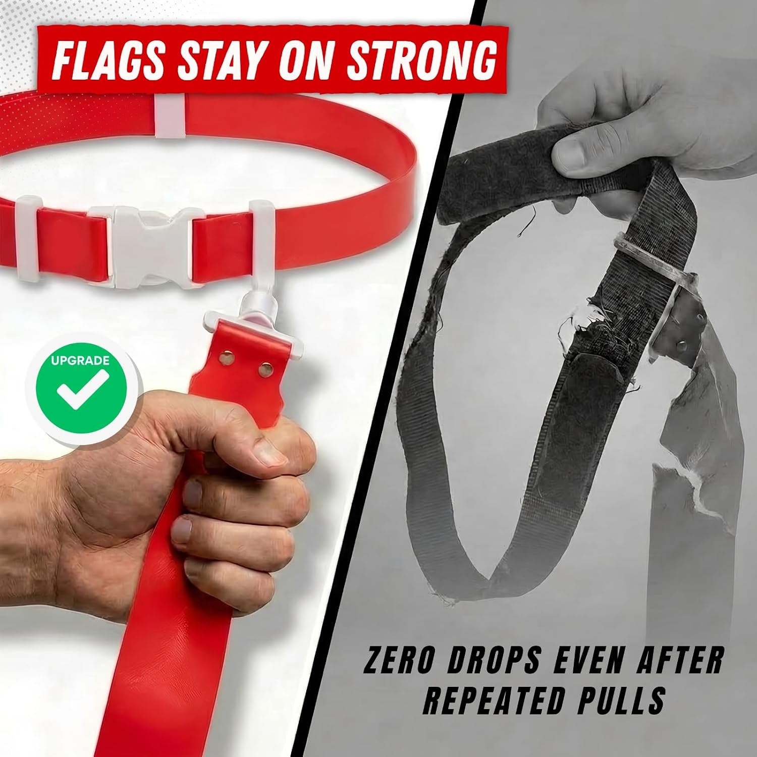 Adjustable Flag Football Belt Set, One Size Fits All | Pop-release flags for fast, fair calls; durable woven material