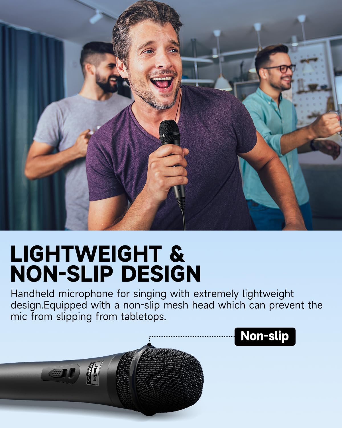 Wired Handheld Vocal Microphone, Metal XLR Dynamic Cardioid Mic with 13 ft Cable, for Singing, Stage, Party