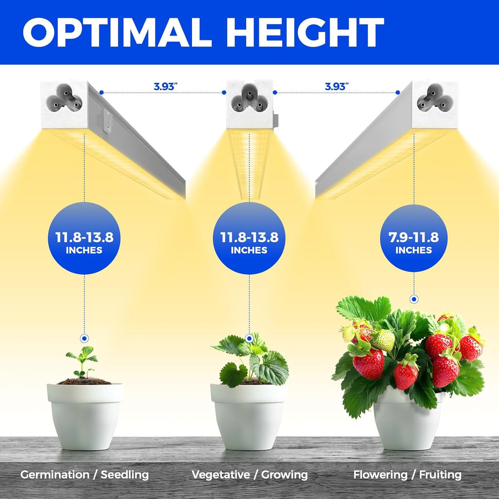 Grow Lights for Indoor Plant, Full Spectrum, T5 1FT Yellow, 4 Packs | White Cover Plant Growing Lamp, LED Grow Light